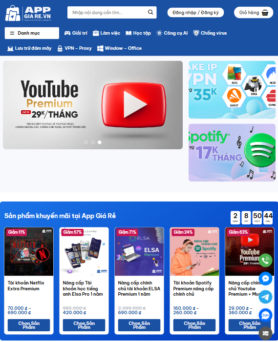 Lua chon san pham ban mong muon tu danh sach tren website