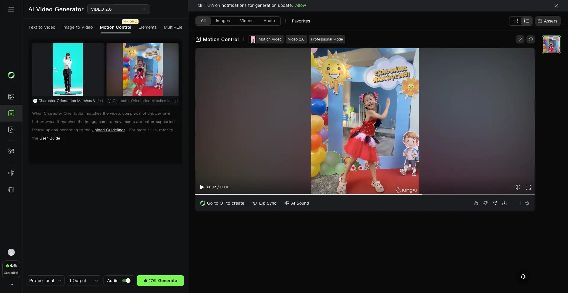 ket qua kling ai motion control 2.6