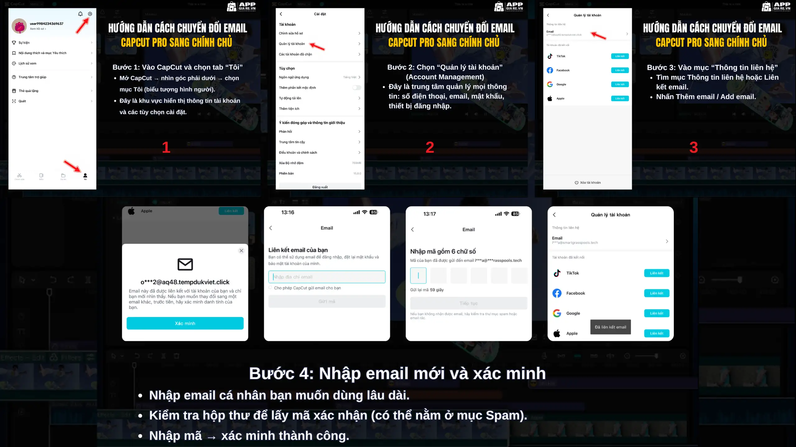 Hướng Dẫn Cách Đổi Email CapCut Pro