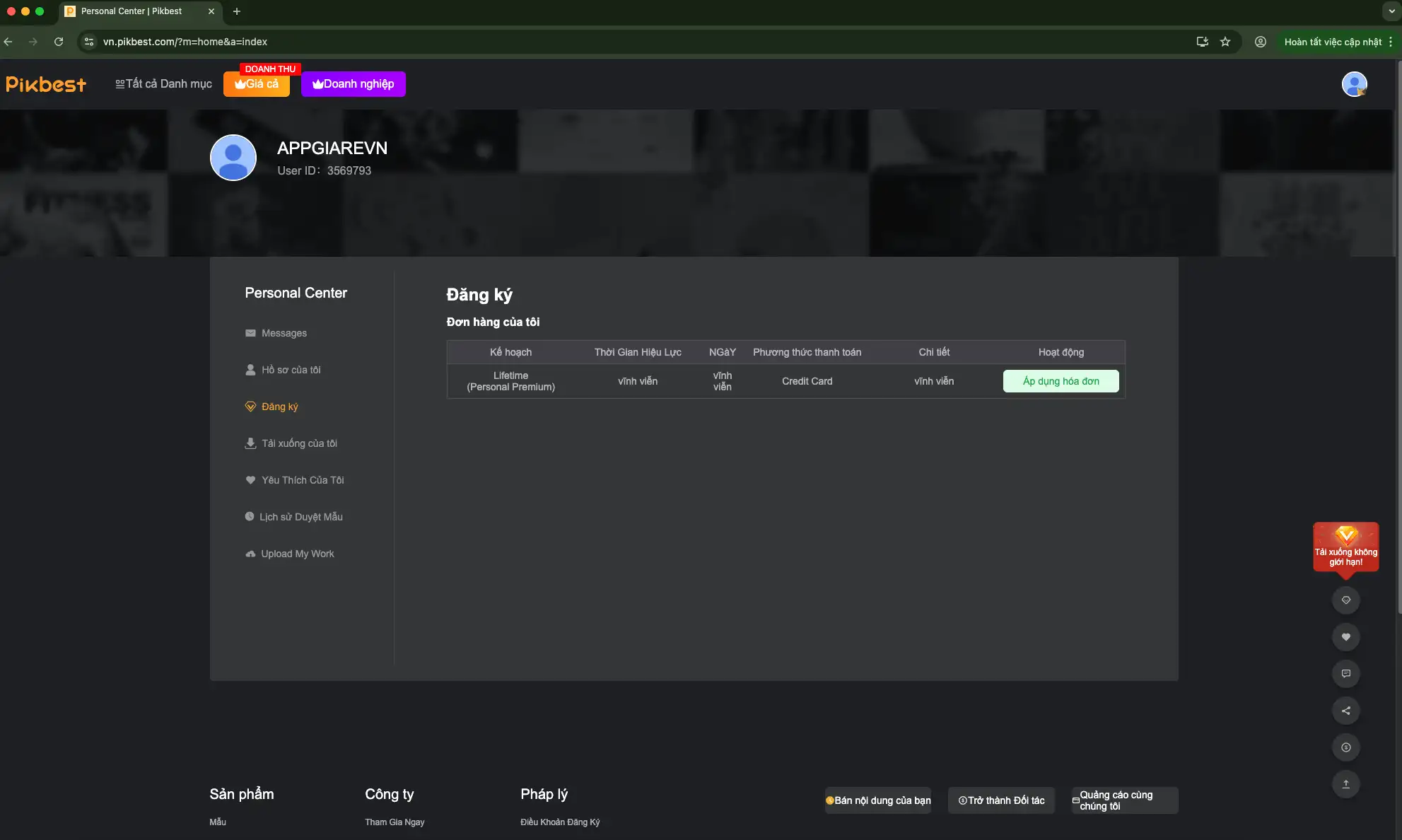 PIKBEST Premium vĩnh viễn