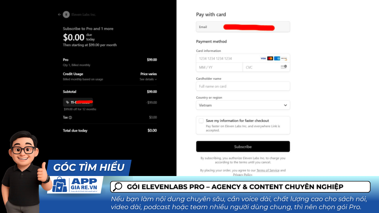 GOI ELEVENLABS PRO – AGENCY CONTENT CHUYEN NGHIEP