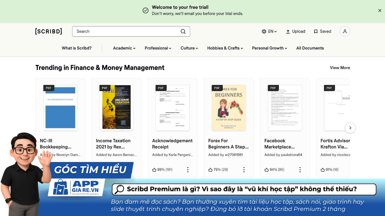 Scribd Premium la gi Vi sao day la vu khi hoc tap khong the thieu